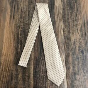 Michael Kors Neck Tie 100% Silk Pinstripe Business Professional Brown Blue